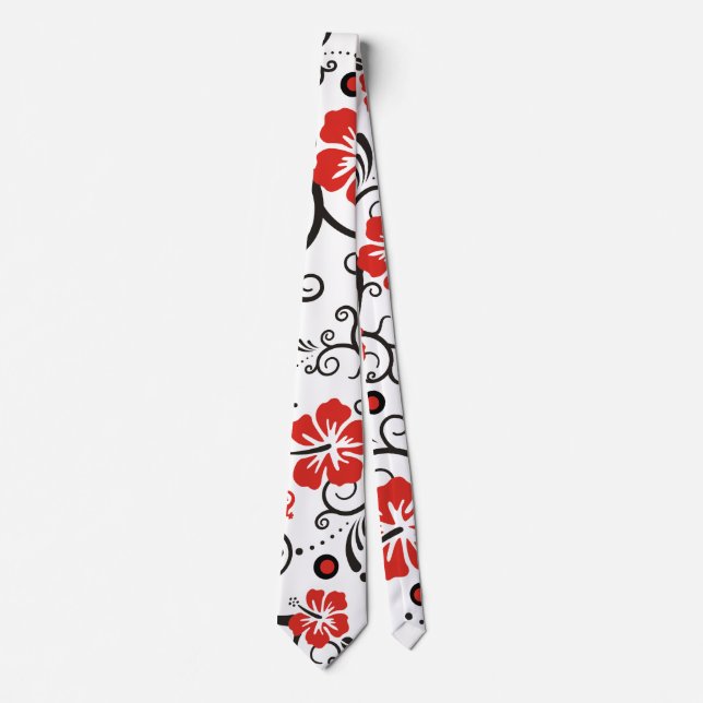 Corbata Patrón decorativo de geco de hibisco + tus ideas (Anverso)