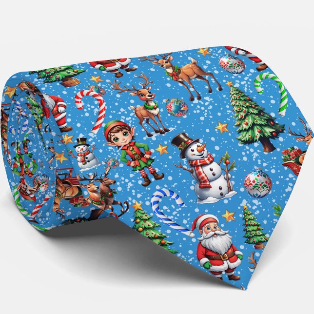 Corbata Patrón decorativo de Navidad con fondo azul (Subido por el creador)