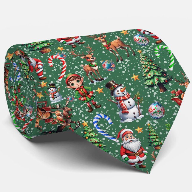 Corbata Patrón decorativo de Navidad con fondo verde (Subido por el creador)
