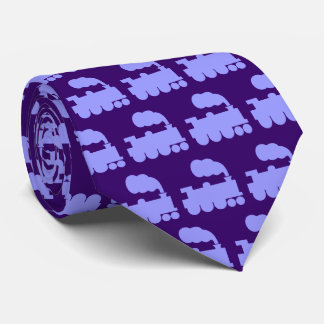Corbata Patrón del tren de vapor - Azul Pastel en Púrpura 