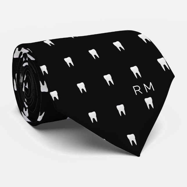 Corbata Patrón dental ortodoncista monogramático (Enrollado)