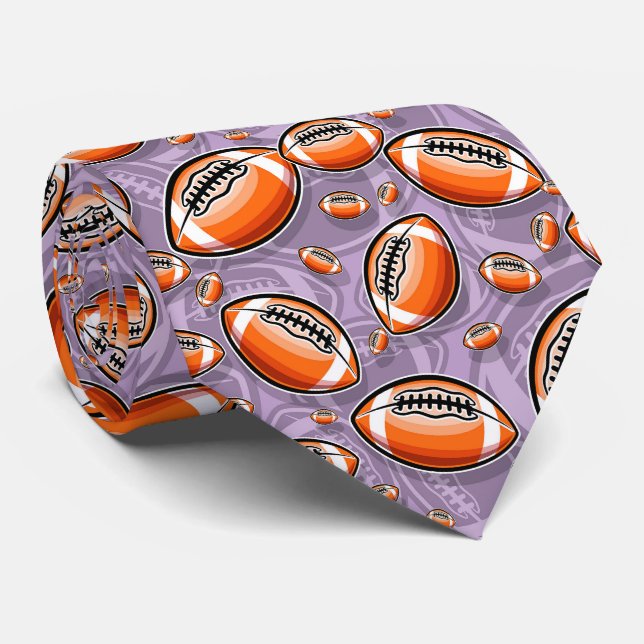 Corbata patrón deportivo de fútbol púrpura fresco (Enrollado)