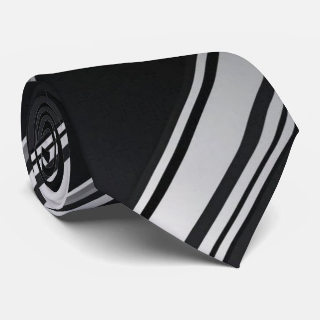 Corbata Patrón diagonal metálico moderno negro plateado (Enrollado)