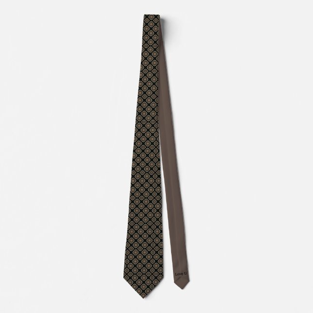 Corbata Patrón diagonal negro marrón sutil toque formal  (Anverso)