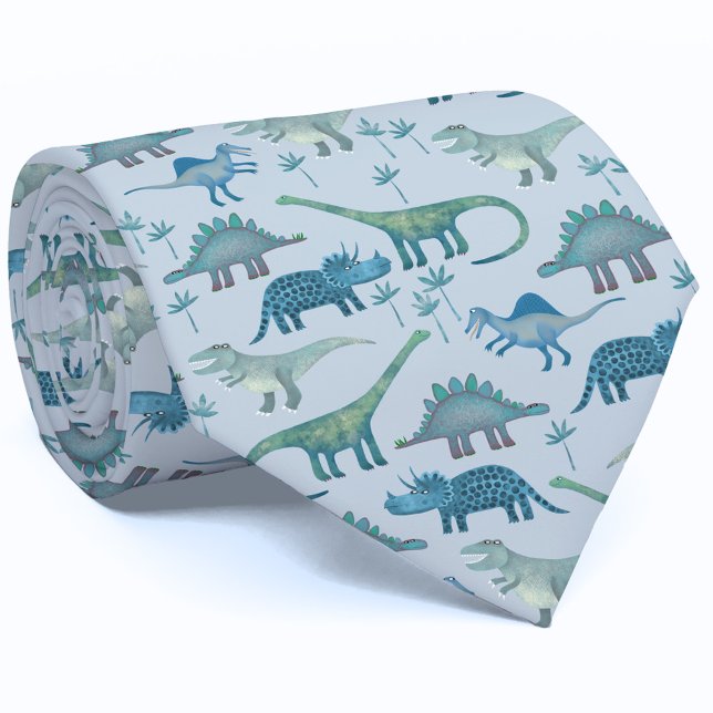 Corbata Patrón Dinosaurio Azul (Dinosaur pattern blue neck tie)