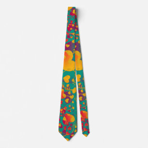 Corbata Patrón divertido de corazón IX - verde rojo amaril