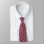 Corbata Patrón E175 con bandas rojas y azules<br><div class="desc">Un poco cursi y muy divertido, esta corbata de cuello presenta un patrón blanco de E175 sobre un fondo de rayas rojas y azules, lo que lo convierte en el accesorio perfecto para tu trabajo de escritorio, eventos de verano o servicio de iglesia. El reverso de la corbata es azul...</div>