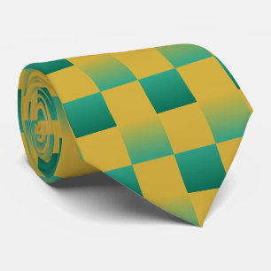 Corbata Patrón elegante de cuadros en verde y oro