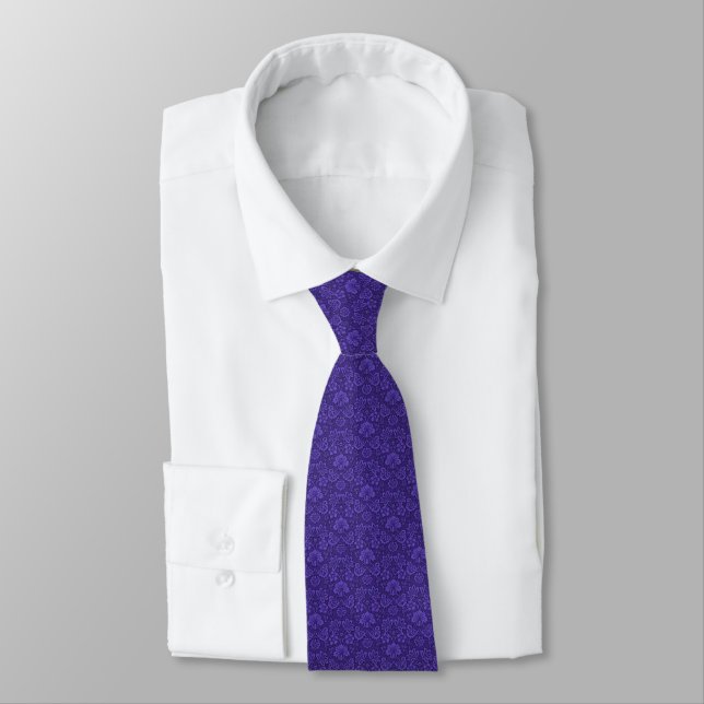 Corbata Patrón elegante de damasco violeta (Atado)