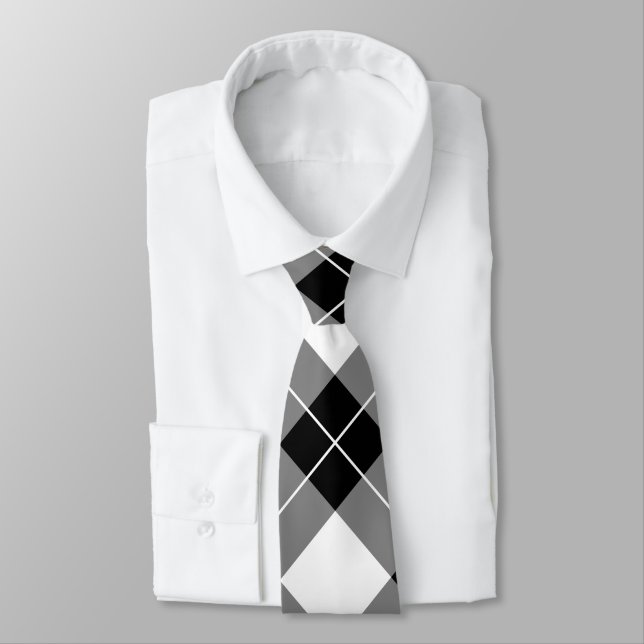 Corbata Patrón elegante de la placa de búfalo blanco y neg (Atado)