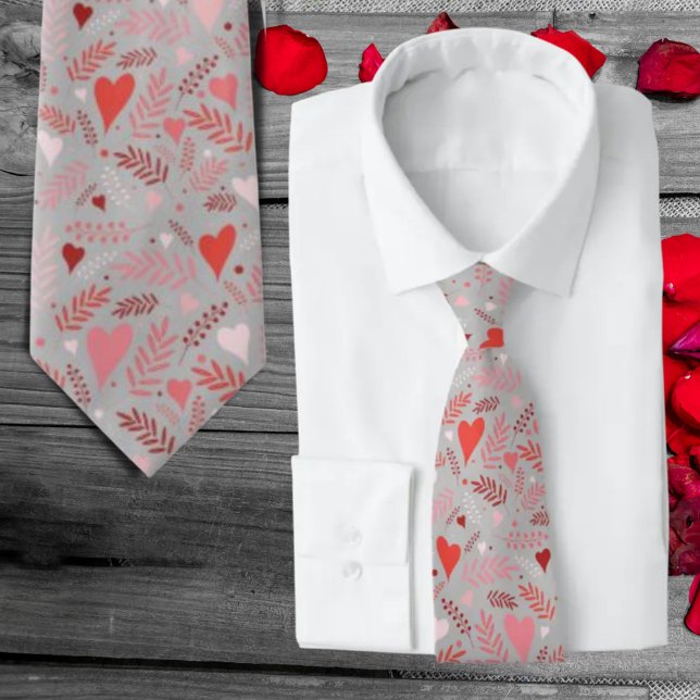 Corbata Patrón elegante de San Valentín Rojo Rosa (Subido por el creador)