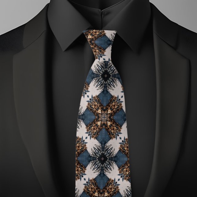 Corbata Patrón elegante Denim blanco y X con joyas (Subido por el creador)