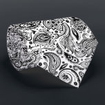Corbata Patrón elegante negro sobre paisley floral blanca<br><div class="desc">Elegante patrón de damascos florales vintage negro sobre color de fondo blanco cambiable. Tamaño ajustable del color de impresión y fondo. Si necesita ayuda para personalizar alguno de mis diseños,  póngase en contacto con el diseñador ArtOnWear. Formato de texto gratuito con ayuda en directo disponible bajo petición.</div>