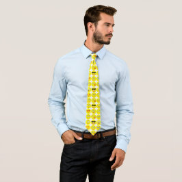 Corbata Patrón Emoji Amarillo Y Blanco Gracioso