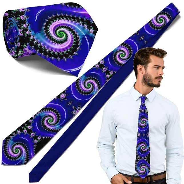Corbata Patrón en espiral fractal azul - Matemático modern (Subido por el creador)