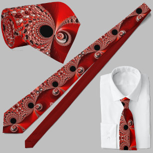 Corbata Patrón en Espiral Fractal Rojo - Matemáticas Moder