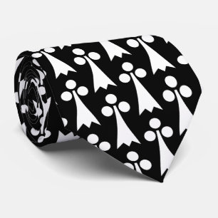 Corbata Patrón Ermine, patrón medieval, blanco sobre negro