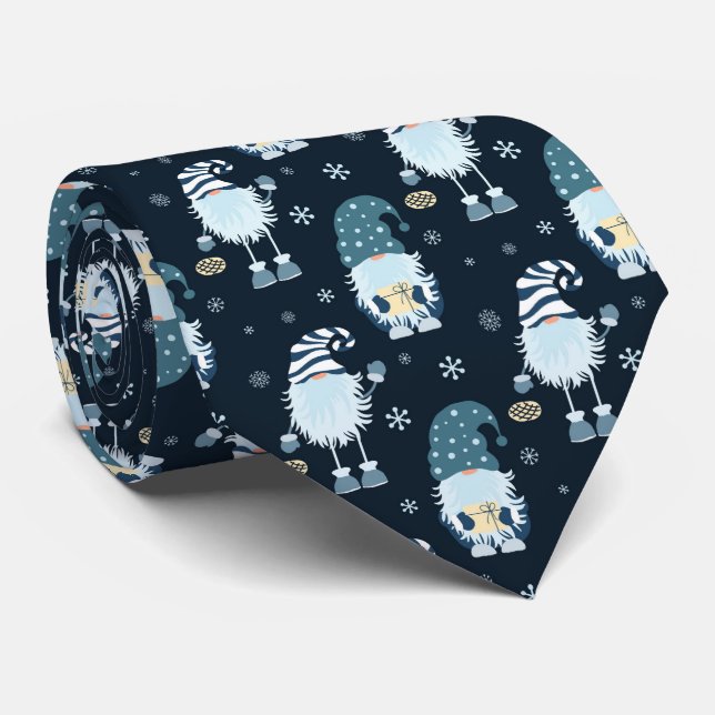 Corbata patrón escandinavo azul de Navidad sin costuras (Enrollado)