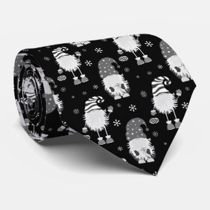 Corbata patrón escandinavo negro de Navidad sin costuras