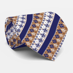 Corbata Patrón escandinavo rayado azul marrón
