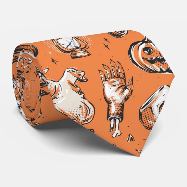 Corbata patrón espeluznante de Halloween (Enrollado)