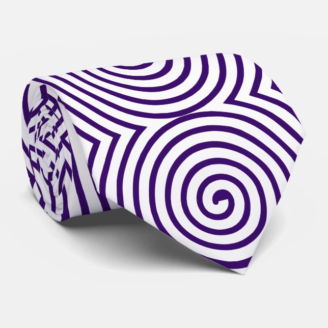 Corbata Patrón espiral - blanco con púrpura profundo (Enrollado)