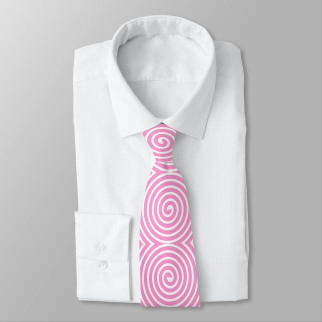 Corbata Patrón espiral - rosa y blanco (Atado)