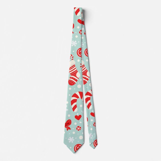 Corbata Patrón Estético de Navidad Caramelo (Anverso)