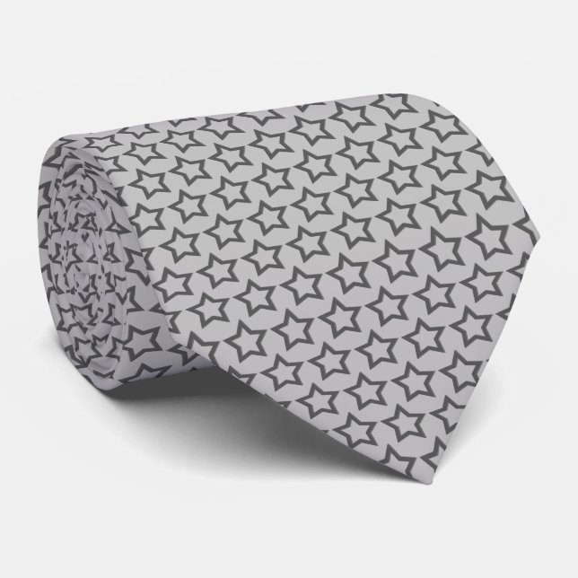 Corbata Patrón Estrella Gris Hollow sobre el cuello de fon (Enrollado)