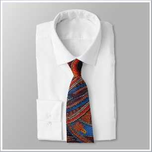 Corbata Patrón étnico boho colorido rojo azul y dorado