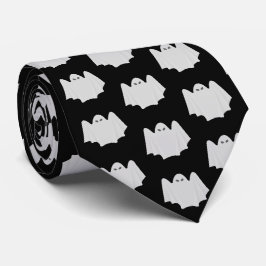 Corbata Patrón fantasma suave Halloween blanco y negro