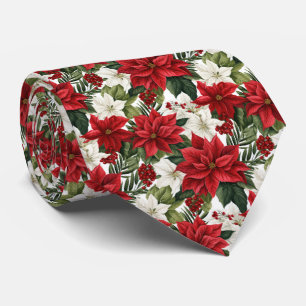 Corbata Patrón festivo de poinsettia con baldosas 