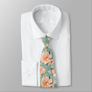 Corbata Patrón Floral Abstracto de Acuarela Vintage