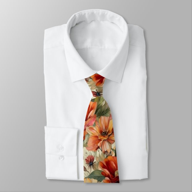Corbata Patrón floral acuarela de moda (Atado)