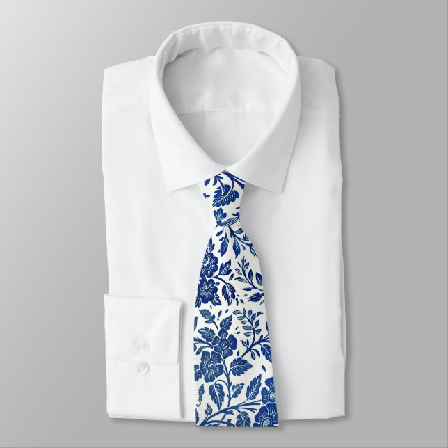 Corbata Patrón floral azul (Atado)