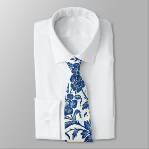 Corbata Patrón floral azul