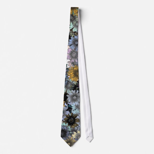 Corbata Patrón floral azul gris (Anverso)
