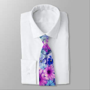 Corbata Patrón floral azul magenta rosa
