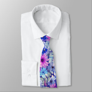 Corbata Patrón floral azul magenta rosa