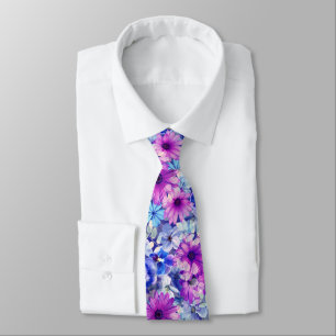 Corbata Patrón floral azul magenta rosa