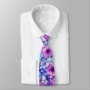 Corbata Patrón floral azul magenta rosa