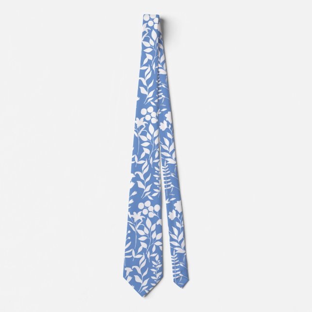 Corbata Patrón floral azul ST02x4 blanco (Anverso)