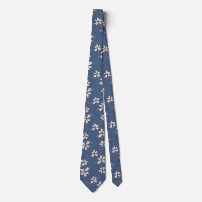 CORBATA PATRÓN FLORAL AZUL Y BLANCO (Anverso)