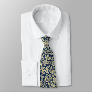 Corbata Patrón floral azul y dorado vintage