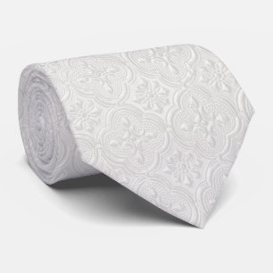 Corbata Patrón floral blanco