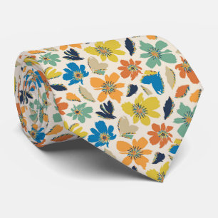Corbata Patrón floral boho dibujado a mano abstracto