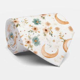 Corbata Patrón Floral Boho Lunar Terroso Rústico (2)