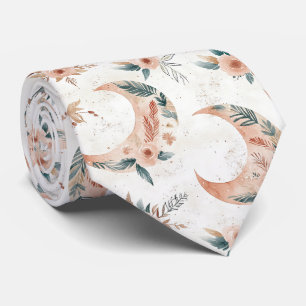 Corbata Patrón Floral Boho Lunar Terroso Rústico (3)