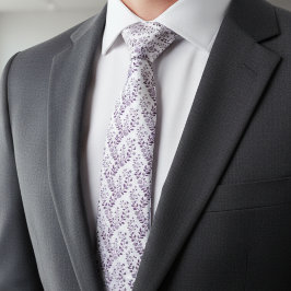 Corbata Patrón floral boho moderno ciruela blanco