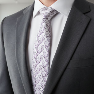 Corbata Patrón floral boho moderno ciruela blanco